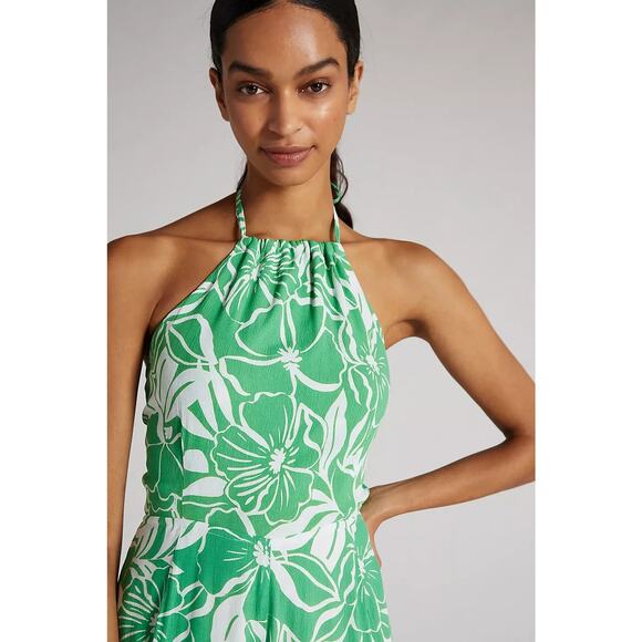 Faithfull the Brand Manora Halter Jumpsuit El Marsa Floral Green Size Medium NEW - Picture 4 of 11